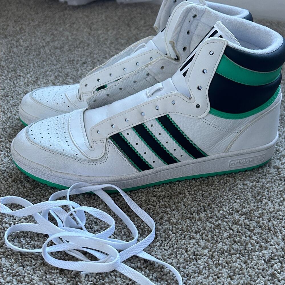 Men’s Size 12 Adidas Top Ten RB White Hi Res Green High Top Retro Sneakers